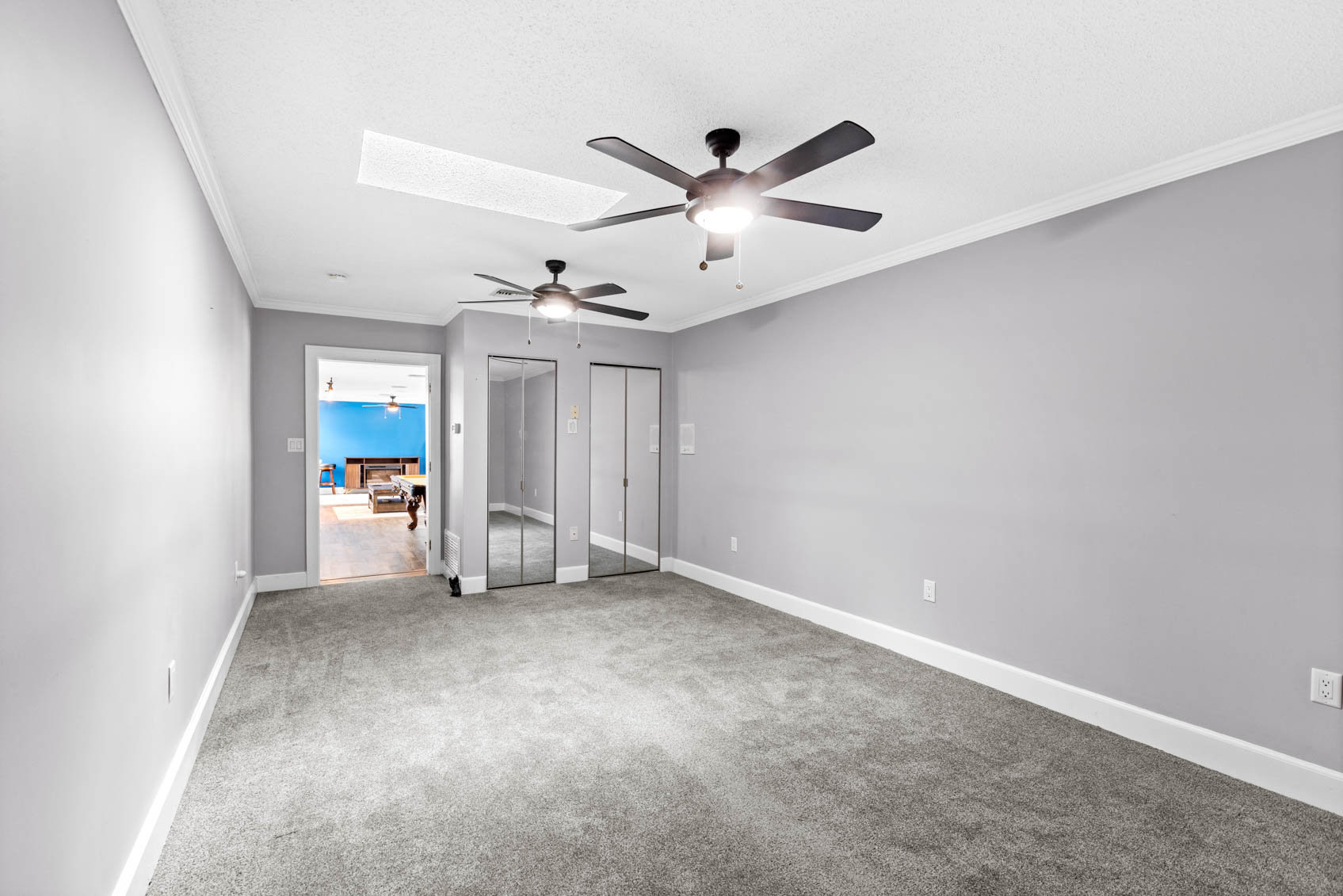 bedroom with grey walls